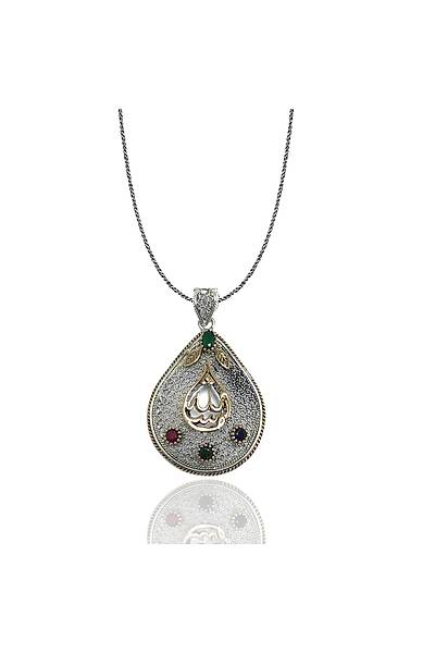 Allah (C.C) Yaz�l� Damla Model Bayan Telkari G�m�� Kolye