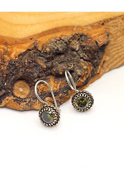 Zeberced (Peridot) Ta�l� Sarmal Desenli El i�i Otantik G�m�� Kad�n K�pe 201025612