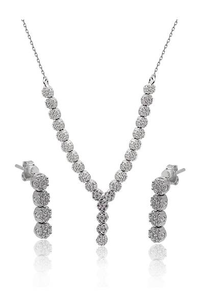 Zirkon Ta�l� Yuvarlak Model 925 Ayar G�m�� �kili Set 201024691