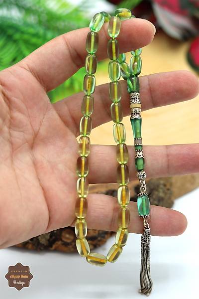 Sar� Ye�il Kaps�l Kesim Nakka�e ���ilikli �mame Ate� Kehribar Tesbih 201024372