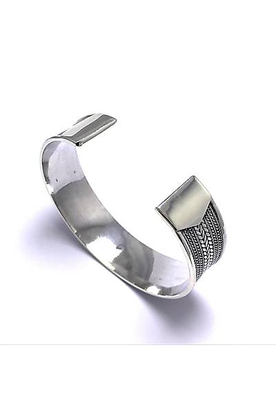 �rme ��lemeli  Ayarlanabilir 925 Ayar Unisex G�m�� Bilezik