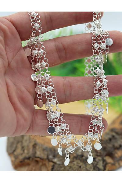 Tam 2 S�ral� Pullu Ki�ni� Model Telkari 925 Ayar G�m�� Gerdanl�k 201024781