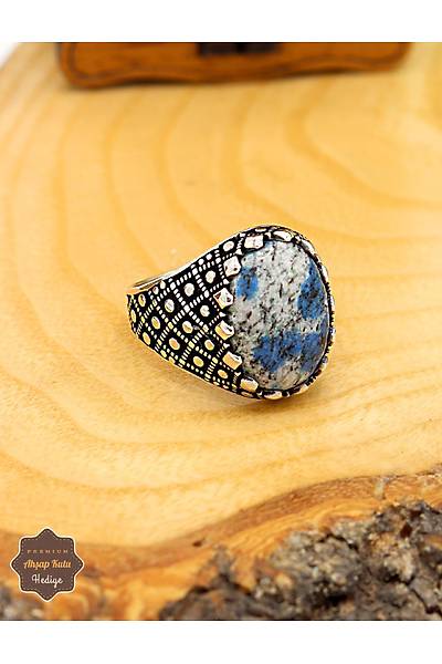 Kyanit Ta�l� Nokta Desenli 925 Ayar G�m�� Erkek Y�z�k 201024935