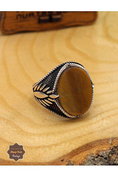 Kaplang�z� Ta�l� G�ne� Motifli 925 Ayar G�m�� Erkek Y�z�k 201024919