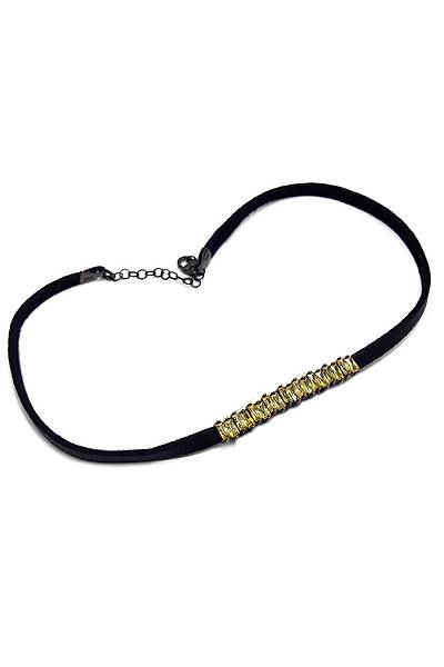 Sarı Safir Taşlı Gümüş Bayan Choker Kolye