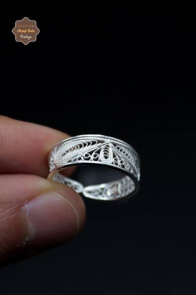 �i�ek Alyans Model El i��ili�i 925 Ayar G�m�� Telkari Kad�n Y�z�k 201023969