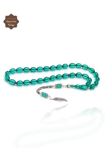 Ye�il Arpa Kesim K���k Boy G�m�� Yaprak P�sk�ll� Ate� Kehribar Tesbih 201024962