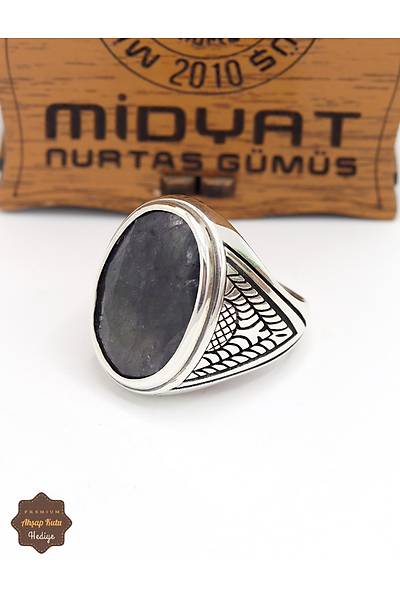 Lapis Lazuli Ta�l� Motifli 925 Ayar G�m�� Erkek Y�z�k 201024918