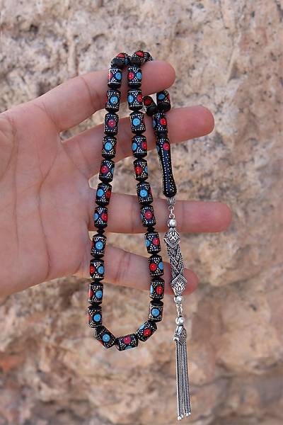 K�rm�z� Mavi G�m�� ��lemeli Kaps�l Kesim G�m�� P�sk�ll� Kuka Tesbih 201024163