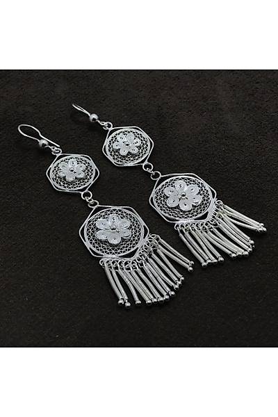 �i�ek Tasar�m L�le Sallant�l� Eli��ili�i Telkari G�m�� Bayan K�pe