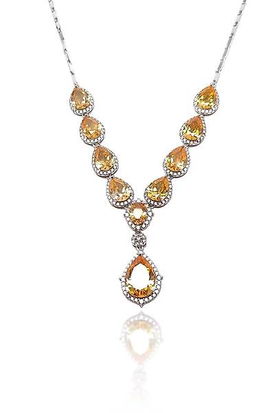 �ampanya Sitrin Ta�l� Damla Model 925 Ayar G�m�� D�rtl� Set 201024157