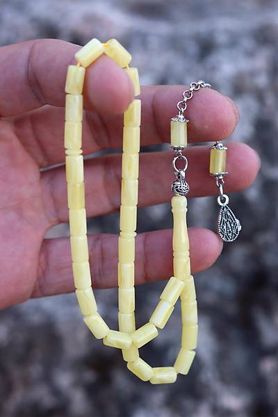 Sar� K���k Kesme Model Damla Benzetmesi Beyrut Toz Kehribar Tesbih 8x5 mm