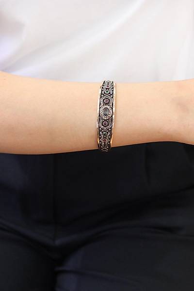 Mistik Topaz Ta�l� Zirkon S�sleme El i�i G�m�� Kad�n Bilezik 201024463