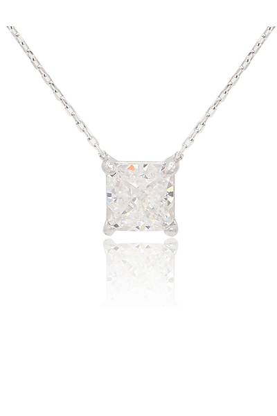 Kare Mozanit Ta�l� 925 Ayar G�m�� K�pe ve Kolye 2'li Set 201024818