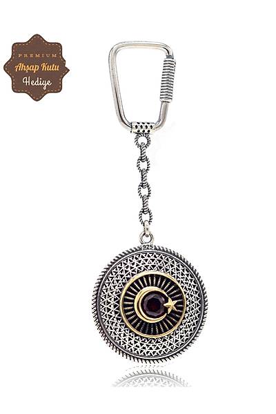 Yakut Ta�l� Ayy�ld�z Model Oksitli G�m�� Telkari Anahtarl�k 201025174