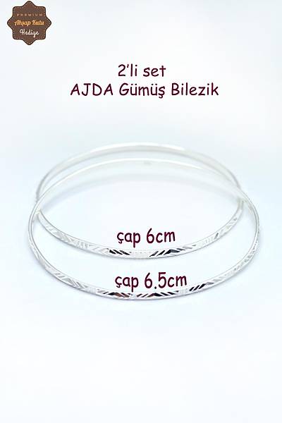 ��lemeli 925 Ayar G�m�� 2'li Set Kad�n Ajda Bilezik 201024562