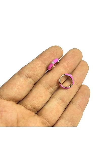 Pembe Mineli Zirkon Ta�l� Rose Kaplama G�m�� K�pe