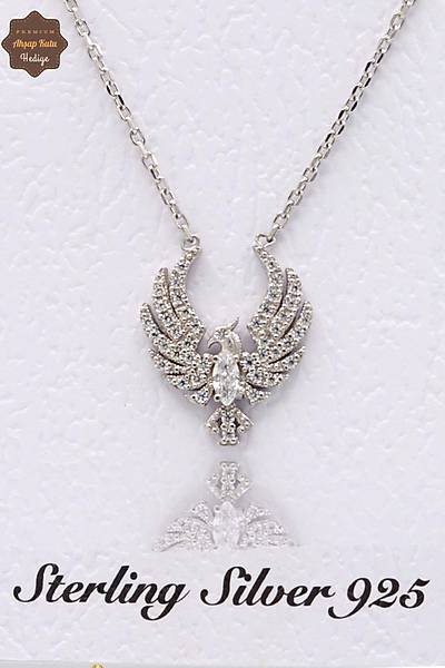 G�m�� Renk Anka Ku�u 925 Ayar G�m�� Kad�n Kolye 201024084