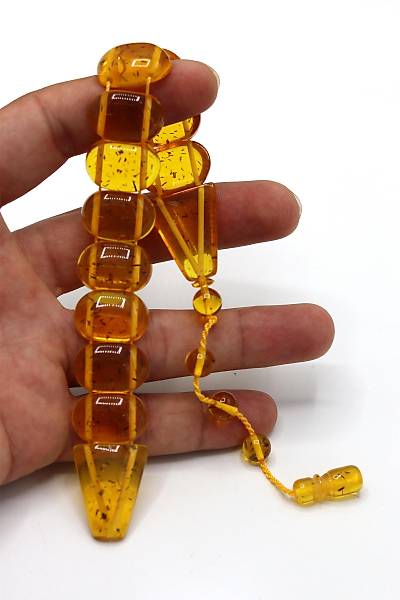 �effaf Sar� Fosilli Toz Kehribar Bal�k Tesbih 201024382