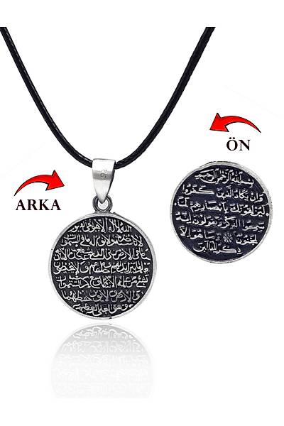 Ayet-el K�rs-i Dual� �ift Tarafl� 925 Ayar G�m�� Erkek Kolye 201025699