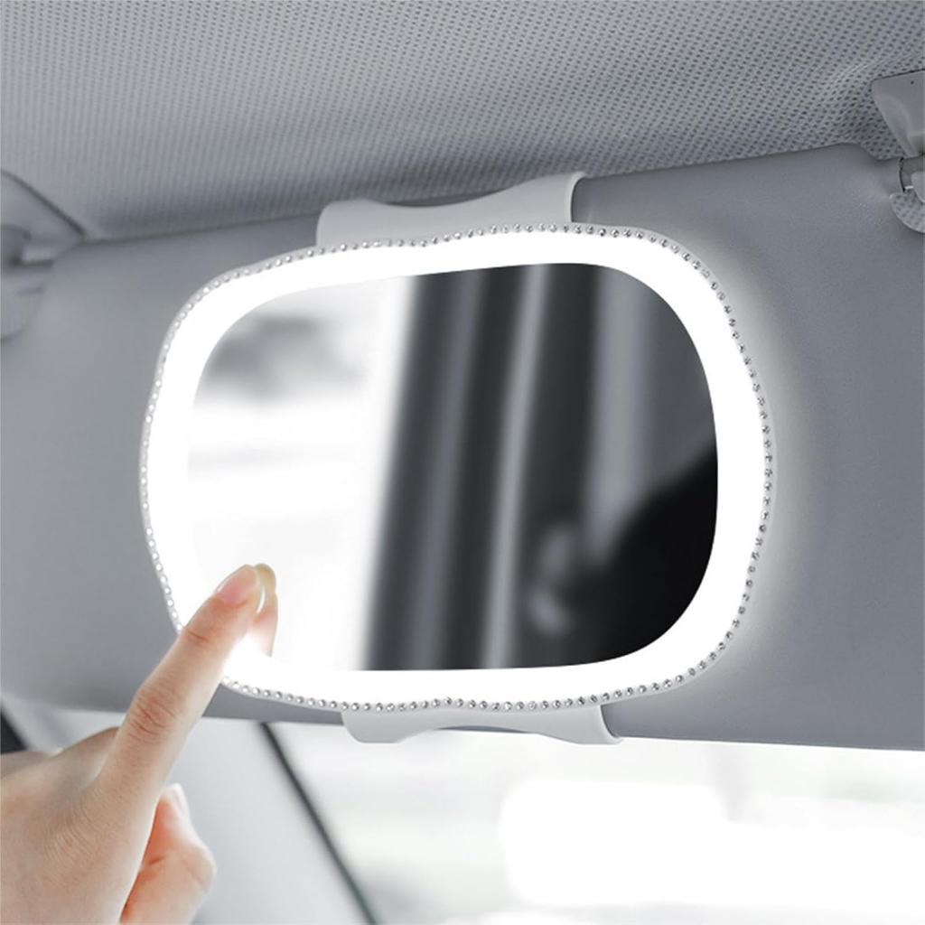 LED Işıklı Araç Makyaj Aynası Aydınlatmalı Oto Siperlik Ayna Oto Makyaj Aynası Beyaz