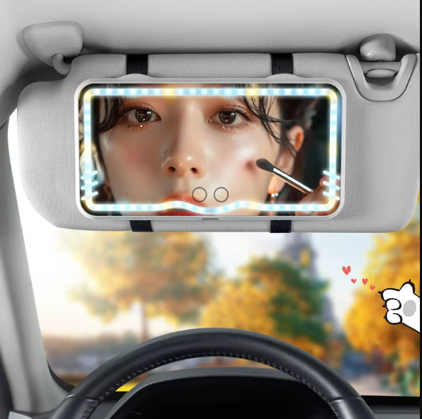 LED Işıklı Araç Makyaj Aynası Aydınlatmalı Oto Siperlik Ayna Oto Makyaj Aynası