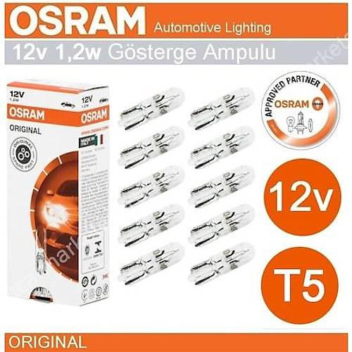 Osram 12V T5 1.2 Watt  Ampul Gsterge Gs Ampul 10 Adet