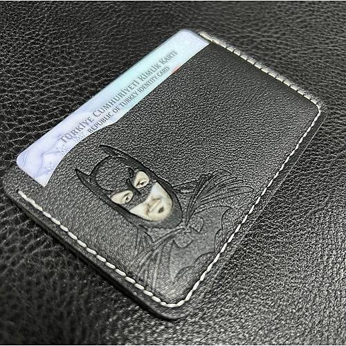 Batman Tasar�ml� El Yap�m� Hakiki Deri C�zdan & Kartl�k
