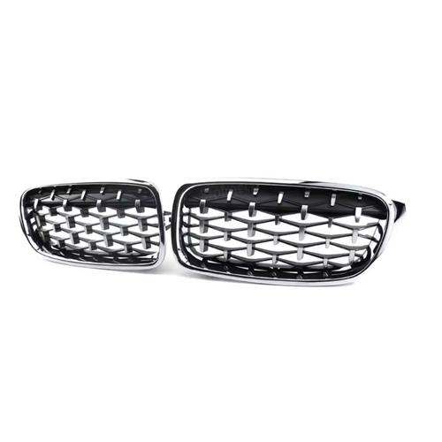 Bmw 3 Serisi F30 F31 F35 Uyumlu Diamond �n Panjur Izgara B�brek Piano Black ve  Krom 2012-2019