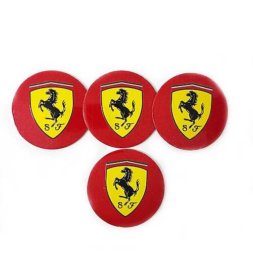 Jant Logosu Jant G�be�i Armas� Sticker Amblem Ferrari K�rm�z� 4 Adet 67mm 