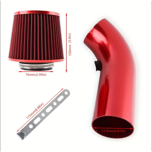 76mm Performans Hava Filtre Borusu Kiti Alminyum Krmz
