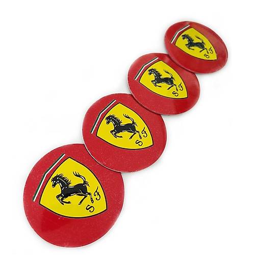 Jant Logosu Jant G�be�i Armas� Sticker Amblem Ferrari K�rm�z� 4 Adet 67mm 