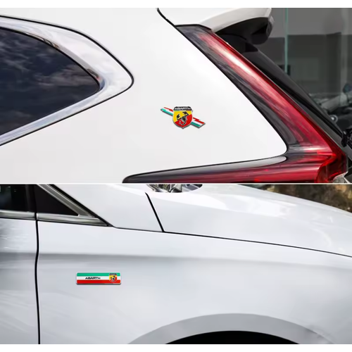 Fiat Abarth Logo 3D Al�minyum Etiket Abarth Amblem Rozet ��kartma 4 Par�a Set �thal
