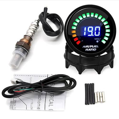 AFR Hava Yakt Oran Gstergesi Voltmetre Oksijen Sensrl 12V Air Fuel Ration