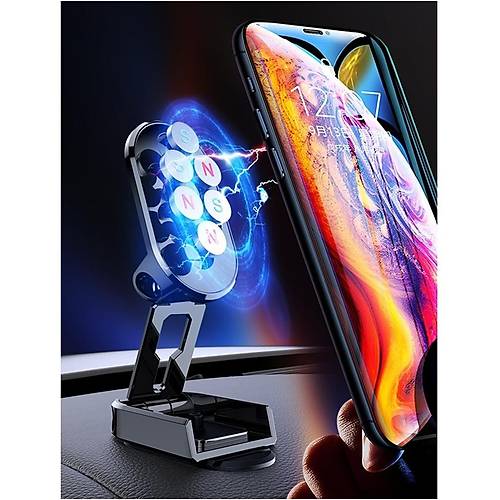 G�m�� Manyetik Katlanabilir Telefon Tutucu G��l� M�knat�s Metal Ara� Telefonu Tutucu