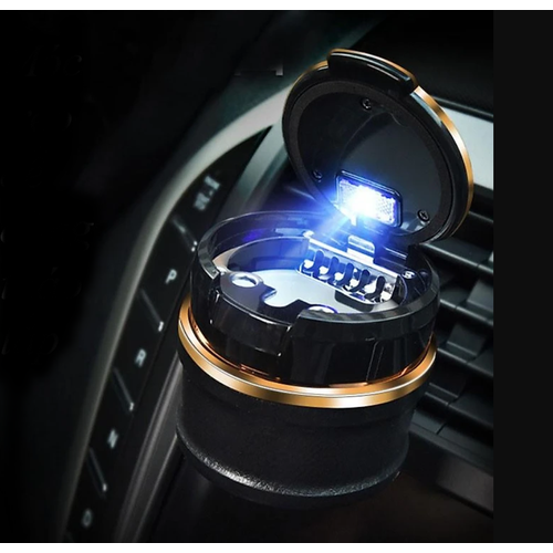 Araba Sigara Kll Bardak Kapakl LED Ikl Tanabilir Ara Kll Gold Ikl 