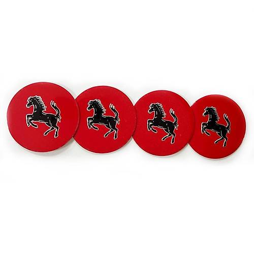 67mm Logo Jant G�be�i Armas� Sticker Ferrari K�rm�z� 4 Adet 