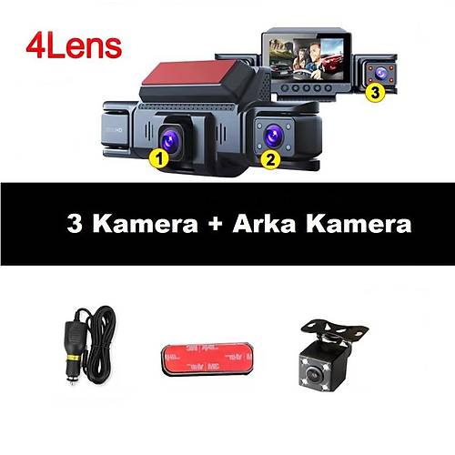 Ara� i�i 4 Kameral� Lcd Ekranl� Gece G�r��l� Ara� Kay�t Kameras�