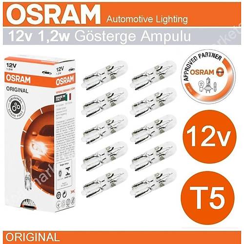 Osram 12V T5 1.2 Watt  Ampul Gsterge Gs Ampul 10 Adet