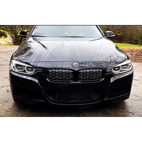 Bmw 3 Serisi F30 F31 F35 Uyumlu Diamond �n Panjur Izgara B�brek Piano Black ve  Krom 2012-2019