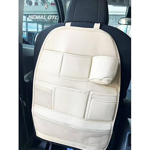 Araba Koltuk Arkas� E�ya D�zenleyici Oto Organizer Bej Deri 1. S�n�f