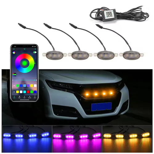 RGB Araba �� Panjur Ayd�nlatma APP Kontrol� 12 V Led Izgara ����� Kumandal�