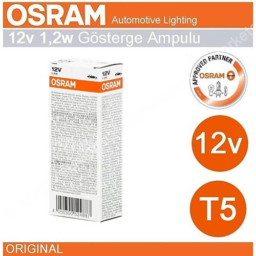 Osram 12V T5 1.2 Watt  Ampul Gsterge Gs Ampul 10 Adet