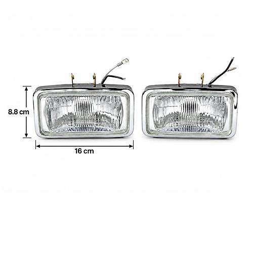 Dikd�rtgen Sis Lambas� Beyaz Metal 16cm x 8.8cm