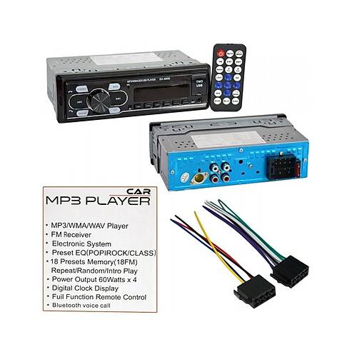 Oto Teyp Mp3 alar Bluetooth+2 Usb+Sd Krmz Ikl
