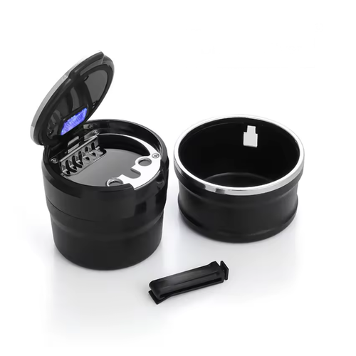 Araba Sigara K�ll��� Bardak Kapakl� LED I��kl� Ta��nabilir Ara� K�ll��� Krom I��kl� 