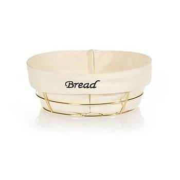 Yuvarlak Bezli Ekmek Sepeti (Altın)