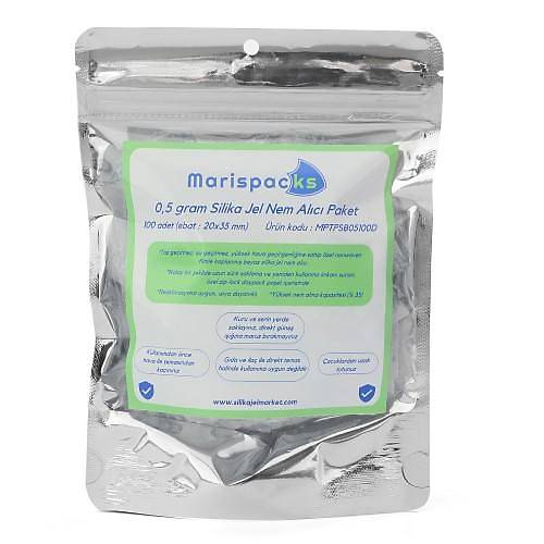 Marispacks 0,5 g silikajel nem alıcı paket  (aihua paper, metalize doypack ambalajda)