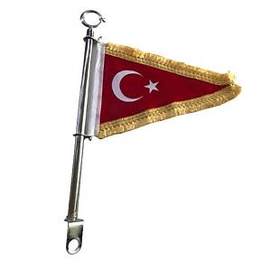 Motosiklet ��gen Bayrak Gold ��lemeli Direkli (Makam Bayra��)