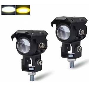 Motosiklet Sis Far� Yuvarlak Beyaz & Sar� I��k 2 Adet 12 volt